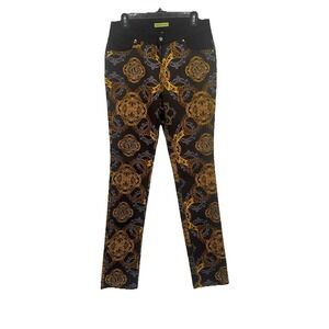 Versace Jeans Men  Skinny Pants Black Gold Baroque Print Slim Fit‎ New Sz 29